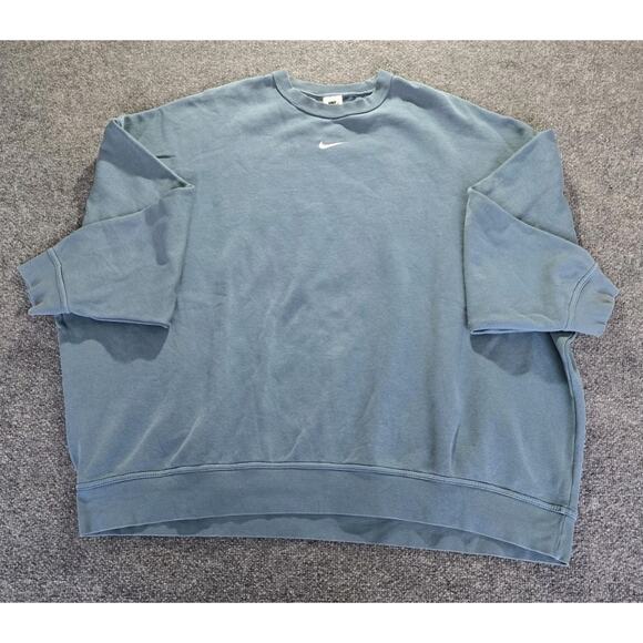 Y2K Nike Center Swoosh Check Blue Essential Crewneck Sweatshirt-Size XL. Warm - Picture 1 of 9